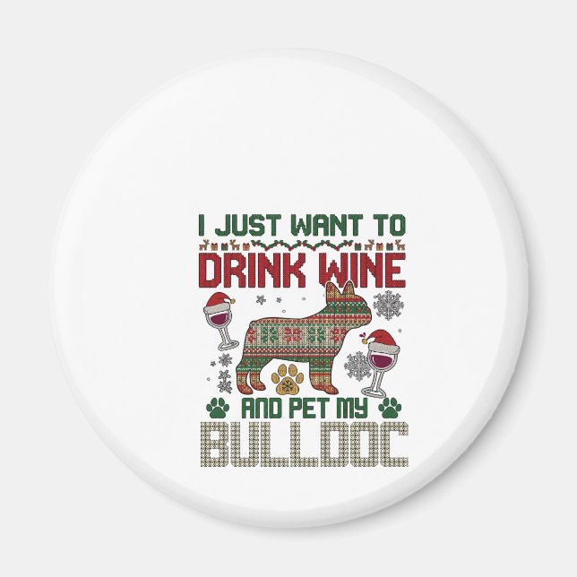 Íman Beba Vinho Bulldog Cachorro Suéter Feio Chapéu de  (Frente)