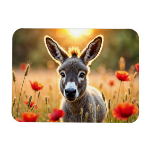 Íman Bebê burro pacífico natureza vermelha papoila
