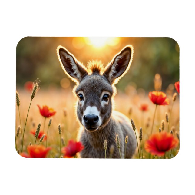 Íman Bebê burro pacífico natureza vermelha papoila (Horizontal)