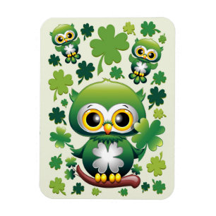 Íman Bebê Coruja Fofo St Patrick Cartoon