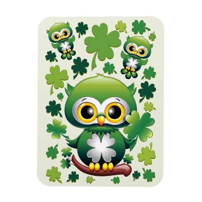 Íman Bebê Coruja Fofo St Patrick Cartoon (Vertical)