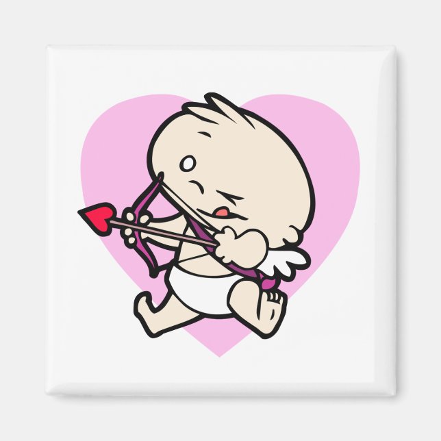 Íman Bebê Cupido Que Procura Imagens Quadradas De Amor (Frente)