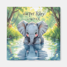 Bebê Elefante Adorável e Reflexo Personalizado