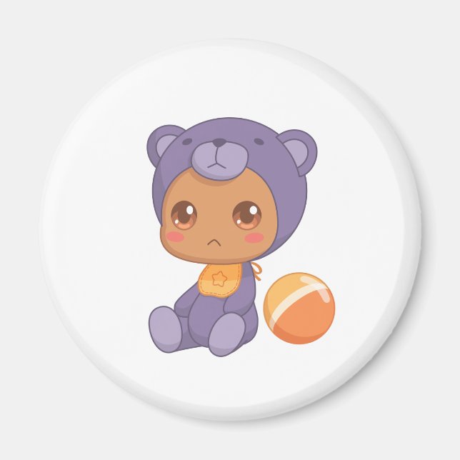 Íman Bebê Garota Roxo Bear Tornozelo (Frente)