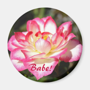 Íman Bebê! ímãs presentes Rosa Branca Flor Floral
