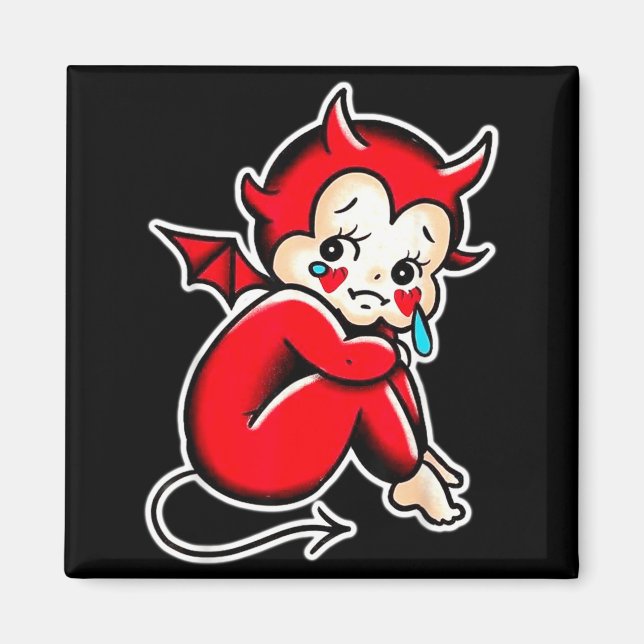 Íman Bebê Kewpie Diabo Chorando Demônio Triste (Frente)