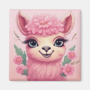 Íman Bebê Lama Sorriso Rosa