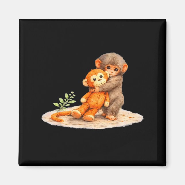 Íman Bebê macaco soco de macaco segurando brinquedo de  (Frente)