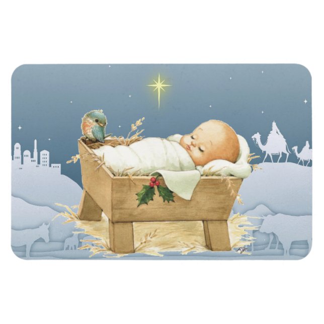 Íman Bebê Natal Jesus Natividade 4 x 6 Magnetos (Horizontal)