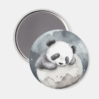 Íman Bebê Panda Adormecido em Aquarela Fofa