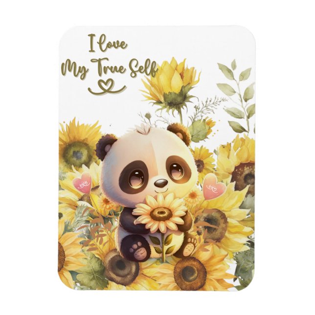 Íman Bebê Panda Com Ímã de Foto Flexível de Girassol (Vertical)