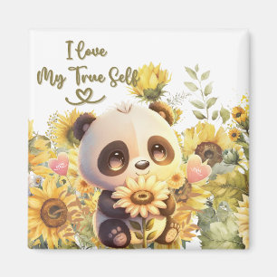 Íman Bebê Panda com Ímã de Girassol