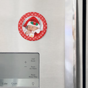 Íman Bebê Papai Noel com Foto Personalizada Fundo Verme