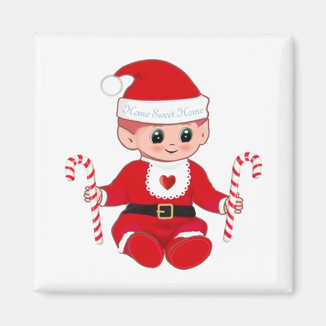 Íman Bebê Papai Noel Natal Fofo & Bengalas de Natal (Frente)