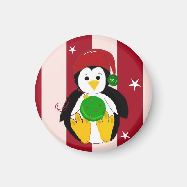 Íman Bebê Pengim Natal Adorável (Frente)