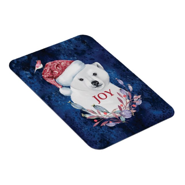 Íman Bebê Polar Bear Chapeuzinho Pássaro Alegria no Nat (Lado Direito)