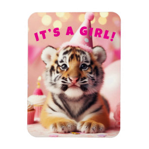 Íman Bebê Tigre Fofo Revelação Menina Rosa