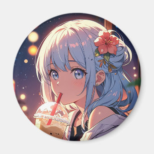 Íman Bebendo Boba da Garota Kawaii - Bonita