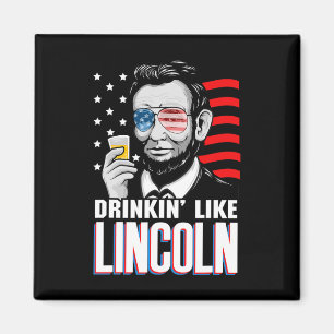 Íman Bebendo Como Lincoln 4 de Julho Homens Abraham Mer