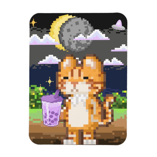 Íman Bebendo de Cat Boba Tea UFO Eclipse Magnet (Vertical)