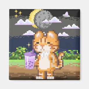 Íman Bebendo de gato Boba Tea Alienígena Eclipse Magnet