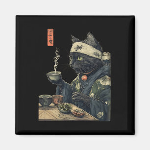 Íman Bebendo De Gato Chá Japonês Cerimonia Tea Art Impr