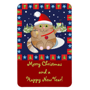 Íman Bebendo de gato um coquetel + texto imã de Natal