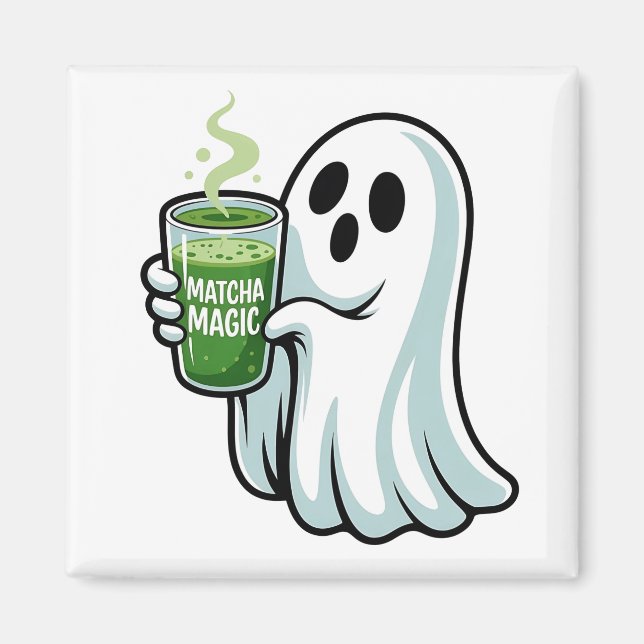 Íman Bebendo Fantasma do Spookie Halloween Matcha Drink (Frente)