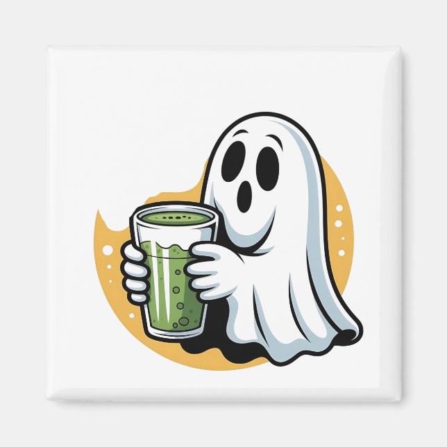 Íman Bebendo fantasma fantasma Matcha Halloween (Frente)