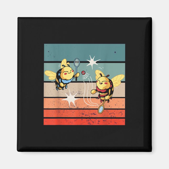 Íman Bebês Badminton Dynamic Cartoonish Trabalho de art (Frente)