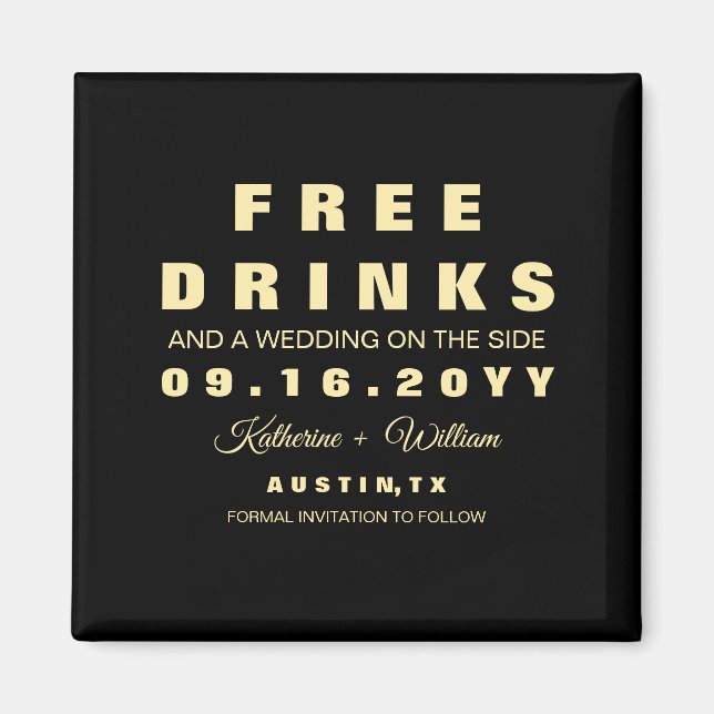 Íman Bebidas Gratuitas Personalizadas Guardem A Data (Frente)