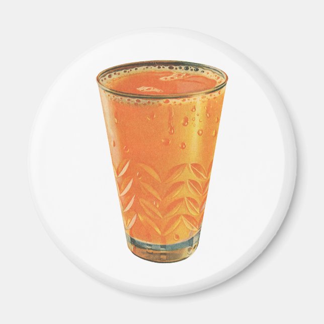 Íman Bebidas Vintage, Copo de Suco de Laranja no Café d (Frente)