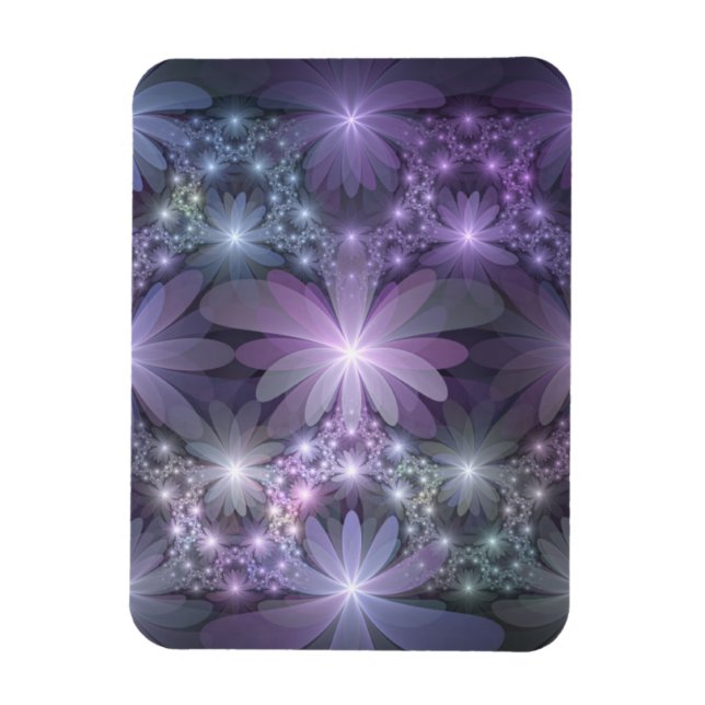 Íman Bed of Flowers Trendy Shiny Abstract Fractal Art (Vertical)
