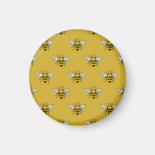 Íman Bee Haven: Padrão Amarelo Vintage