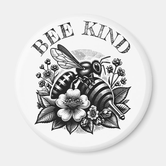 Íman Bee Kind | Citação "Vintage Honey and Flowers" (Frente)