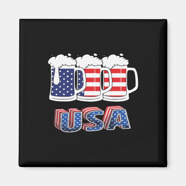 Íman Beer American Flag 4 De Julho Merica Usa Bebendo (Frente)
