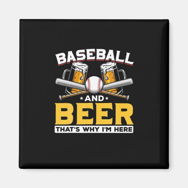 Íman Beer Drinker Baseball Beball Humor Aniversário (Frente)