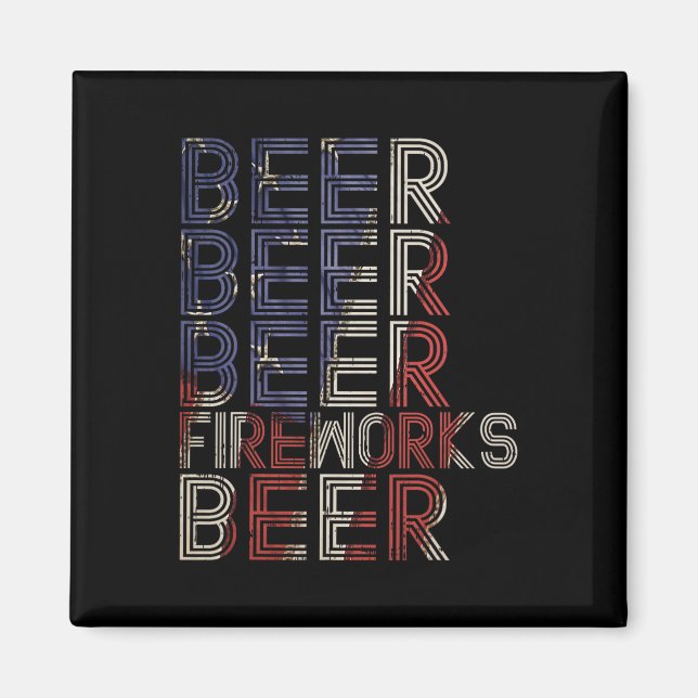 Íman Beer Fireworks Retro 4 De Julho Party Parade Drin (Frente)