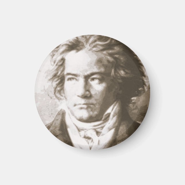 Íman Beethoven Em Sepia Pinback (Frente)
