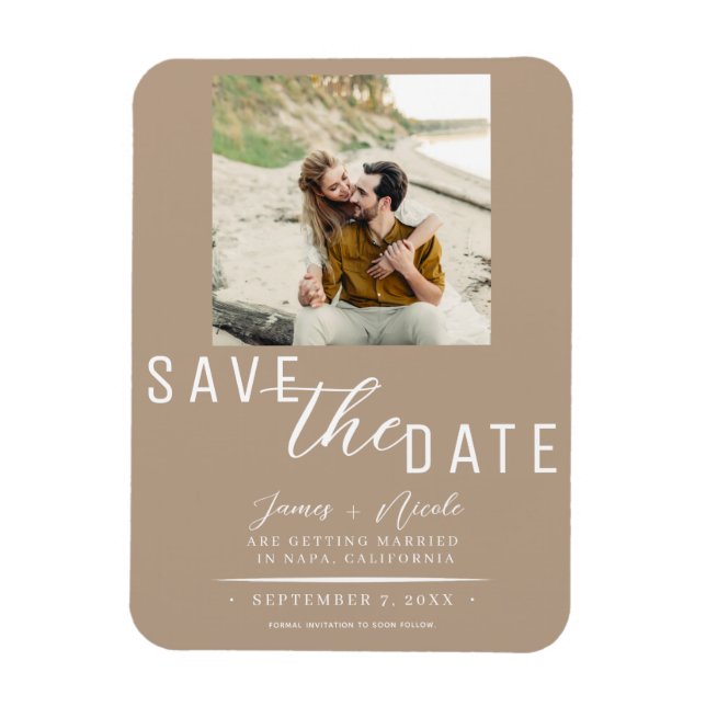 Íman Bege Foto de Save the Date de Casamento (Vertical)