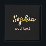 Íman beige adicione nome e chefe SMS preto elegante<br><div class="desc">design</div>