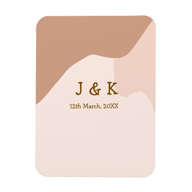 Íman Beige boho curvado nome do casamento laranja (Vertical)