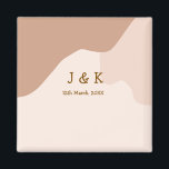 Íman Beige boho curvy orange wedding name date<br><div class="desc">design</div>