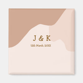 Íman Beige boho curvy orange wedding name date