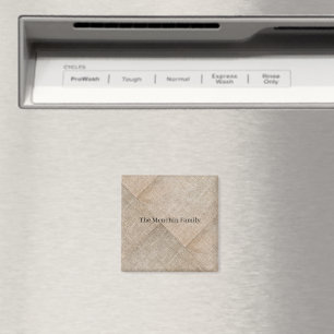 Íman Beige Faux Linen Personalizado