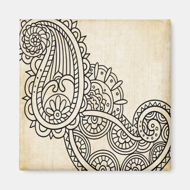 Íman Beige Mehndi Motif Magnet (Frente)