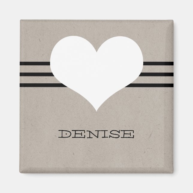Íman Beige Modern Heart Magnet (Frente)