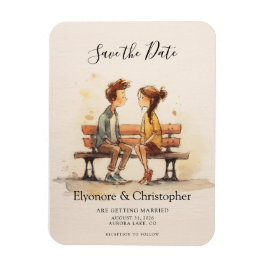 Íman Beige Whimsical Watercolor Romantic Couple Wedding