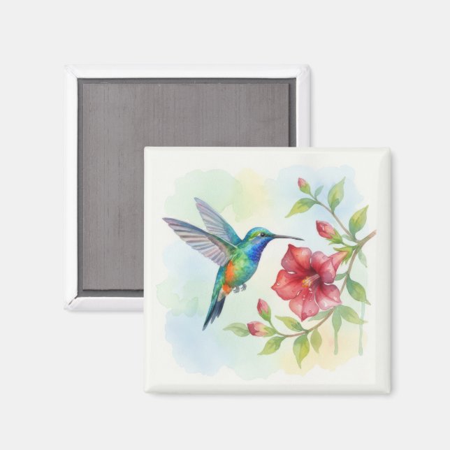 Íman Beija-flor Pequeno Aquarela (Front/Back)