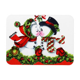 Íman Beijando o casal do boneco de neve